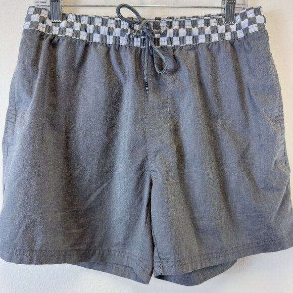 Original Use Men’s Medium Gray 5 Inch Unlined Swim Trunks Checker Board Shorts - Picture 2 of 10